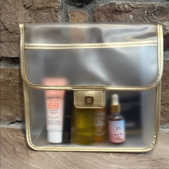 GWP - CC Translucent Gold-Trimmed Cosmetic Bag/Crossbody - Picture 1 of 5